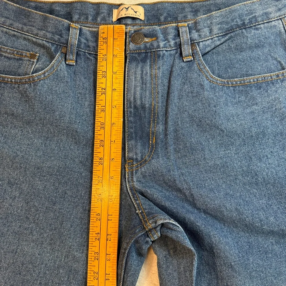 Blue Mountain Mens Straight Leg Denim Jeans Blue 100% Cotton 36x32